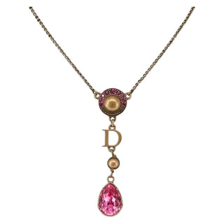 Christian Dior D logo Pendant Necklace Metal