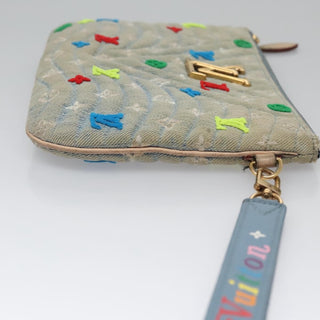 Louis Vuitton New Wave Zipped Pochette Monogram Embroidered Quilted Denim