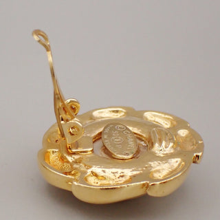 Chanel Vintage Round Clip-On Earrings Metal with Faux Pearl