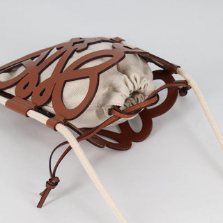 Loewe Anagram Drawstring Bucket Crossbody Bag Leather with Canvas