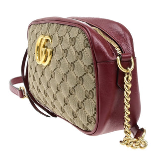 Gucci GG Marmont Shoulder Bag Diagonal Quilted GG Canvas with Leather