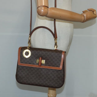 Celine Vintage Convertible Top Handle Bag Macadam Coated Canvas