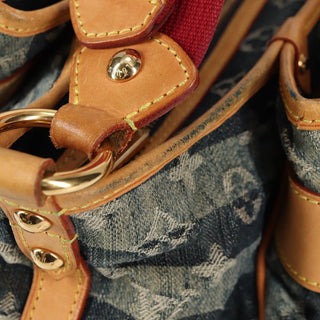 Louis Vuitton Porte Epaule Raye Handbag Striped Monogram Denim