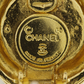 Chanel Vintage CC Logo Round Clip on Earrings Textured Metal