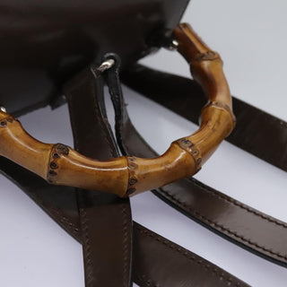 Gucci Vintage Bamboo Backpack Nylon and Patent Leather