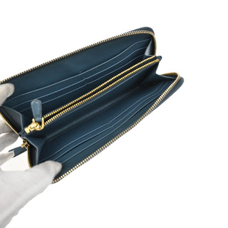 Prada Zip Around Tab Wallet Saffiano Leather