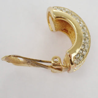 Christian Dior CD Logo Rhinestone Drop Earrings Clip-On Rhinestone,Silver Plated