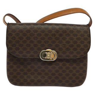 Celine Vintage Macadam Shoulder Bag Canvas and Leather