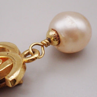 Chanel Vintage CC Drop Clip-On Earrings Metal with Faux Pearl