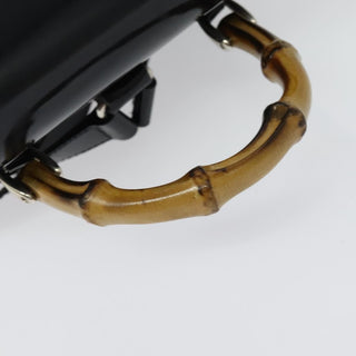 Gucci Vintage Bamboo Backpack Nylon and Patent Leather