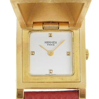 Hermes Medor Quartz Watch Plated Metal and Leather