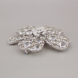 Chanel Coco Clover Brooch Crystal Embellished Metal