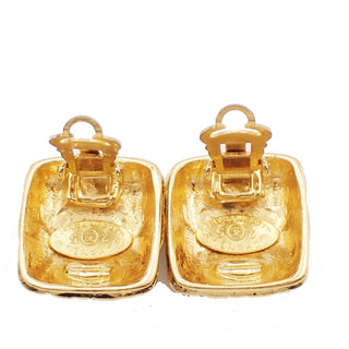 Chanel Vintage CC Square Clip-On Earrings Metal