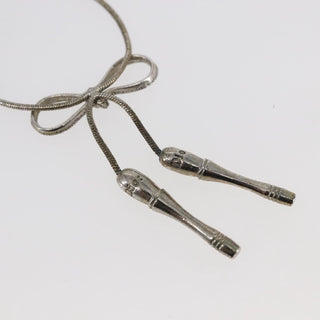 Christian Dior Bow CD Pendant Necklace Metal with Crystal