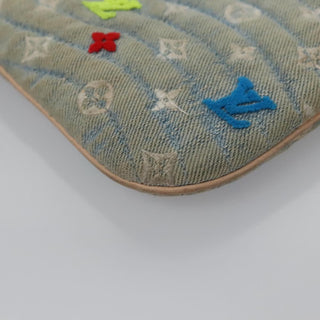 Louis Vuitton New Wave Zipped Pochette Monogram Embroidered Quilted Denim