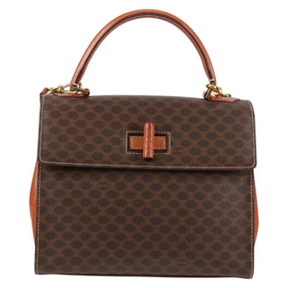 Celine Vintage Convertible Top Handle Bag Macadam Coated Canvas