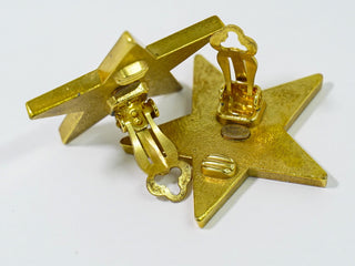 Chanel CC Star Dangle Earrings Metal with Enamel