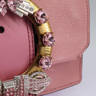 Miu Miu Madras Crystal Buckle Shoulder Bag Leather