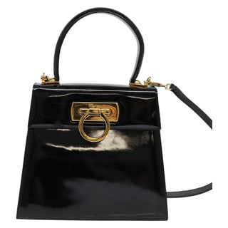 Salvatore Ferragamo Gancini Convertible Top Handle Bag Patent Leather