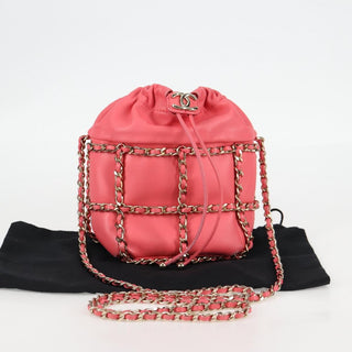 Chanel Chain Frame CC Drawstring Bucket Bag Lambskin