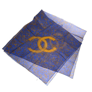 Chanel Scrunchie and Square Scarf Hair Tie Set Printed Silk