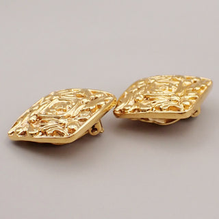Chanel Vintage CC Diamond Clip-On Earrings Metal