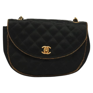 Chanel Vintage Half Moon Chain Bag Quilted Satin with Braided Detail