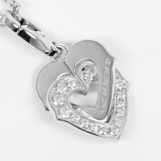 Cartier Double Heart Pendant Charm 18 white gold