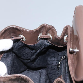 Gucci Vintage Bamboo Backpack Nylon and Patent Leather