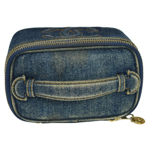Chanel Vintage Timeless Zip Around Vanity Case Denim