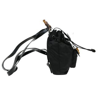 Gucci Vintage Bamboo Backpack Nylon and Patent Leather