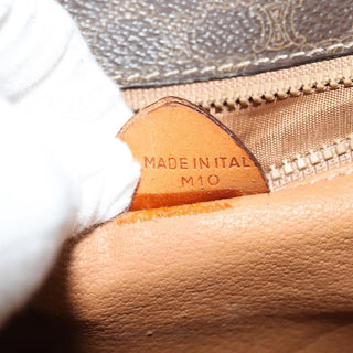 Celine Vintage Macadam Circle Logo Shoulder Bag Canvas and Leather