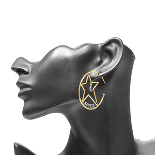 Christian Dior J'Adior Moon Star Hoop Earrings Metal