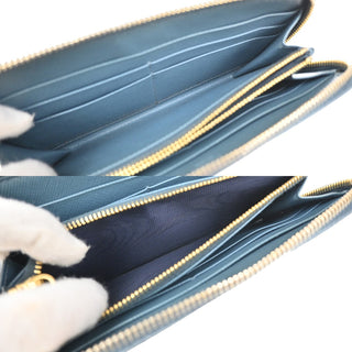 Prada Zip Around Tab Wallet Saffiano Leather