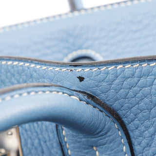 Hermes Birkin Handbag Blue Clemence with Palladium Hardware