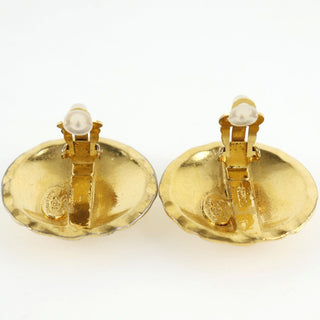 Chanel Vintage Round CC Clip-On Earrings Metal