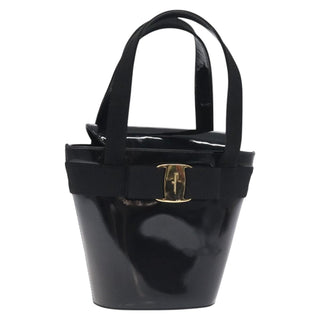 Salvatore Ferragamo Vara Bow Top Handle Bucket Bag Patent Leather