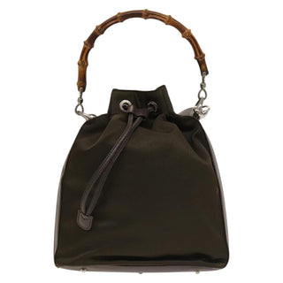 Gucci Vintage Bamboo Bucket Bag Nylon and Leather