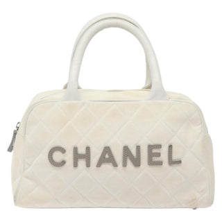 Chanel Vintage Logo Bowler Bag Quilted Canvas