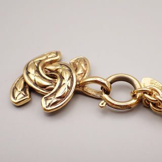 Chanel Vintage CC Pendant Necklace Quilted Metal
