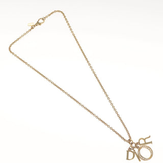 Christian Dior Logo Necklace Crystal Embellished Metal