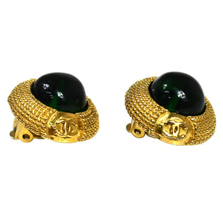 Chanel Vintage Round Clip-On Earrings Metal with Gripoix