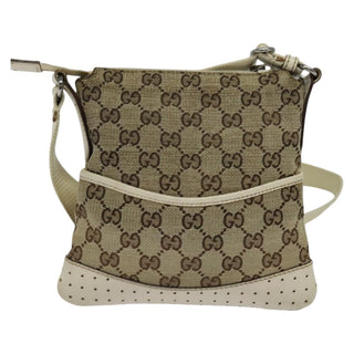 Gucci Zip Messenger Bag GG Canvas with Perforated Leather