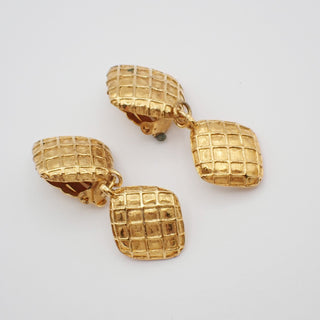 Chanel Vintage Drop Clip On Earrings Crystal with Metal