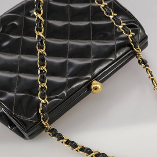Chanel Vintage Chain Frame Bag Quilted Patent