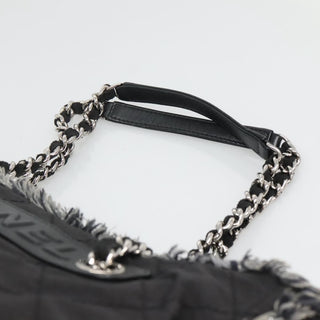 Chanel Logo Chain Tote Quilted Nylon with Tweed