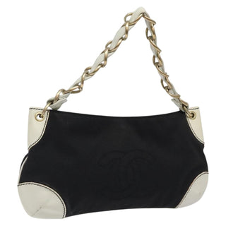 Chanel Vintage Olsen CC Chain Shoulder Bag Canvas and Leather