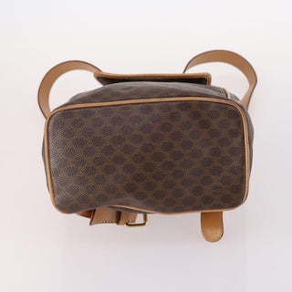 Celine Vintage Drawstring Flap Backpack Macadam Coated Canvas