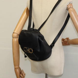 Salvatore Ferragamo Gancini Flap Drawstring Backpack Leather