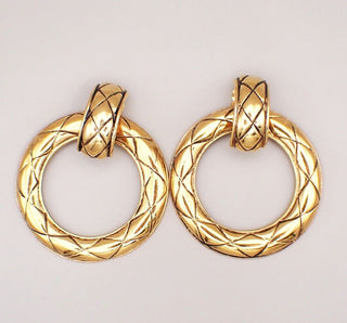 Chanel Vintage Multi CC Drop Hoop Clip-On Earrings Metal